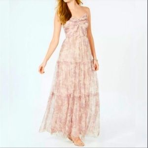 ADRIANNA PAPELL Womens Blush Ruched Maxi Formal Dress - size 4